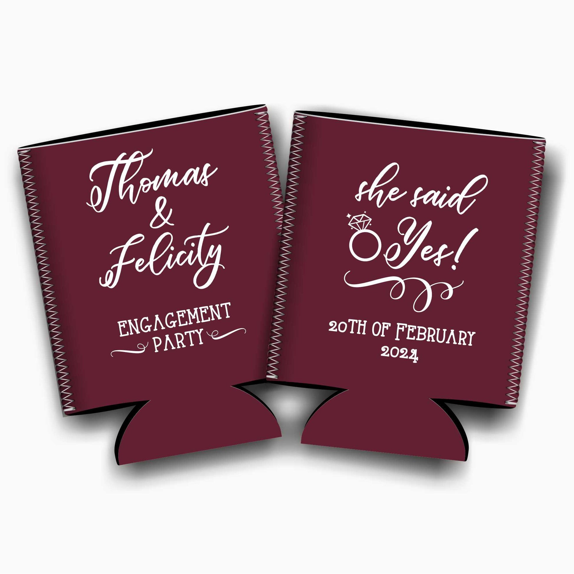 Colapsible flat-pack stubby holders wedding