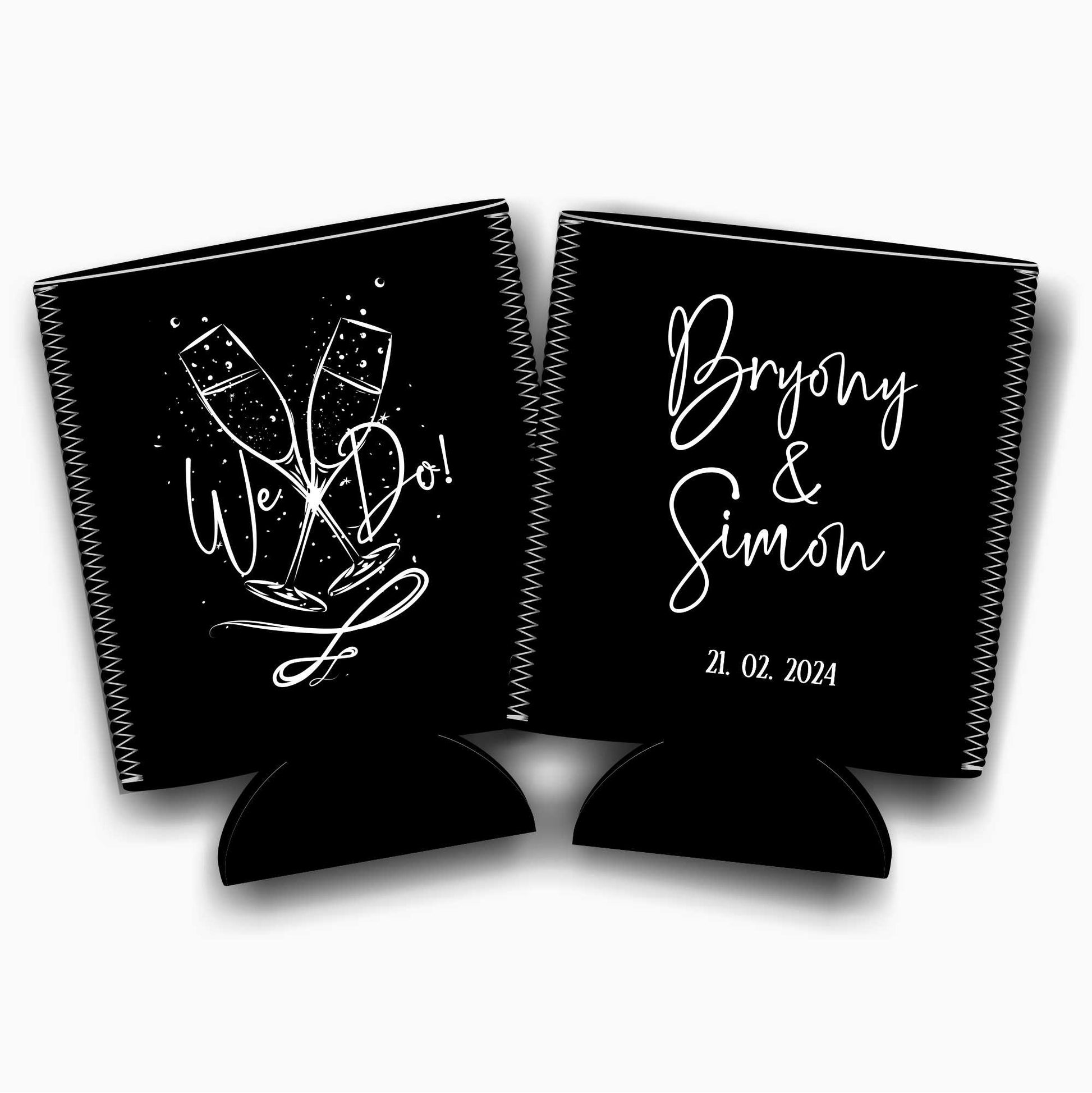 Colapsible flat-pack stubby holders wedding