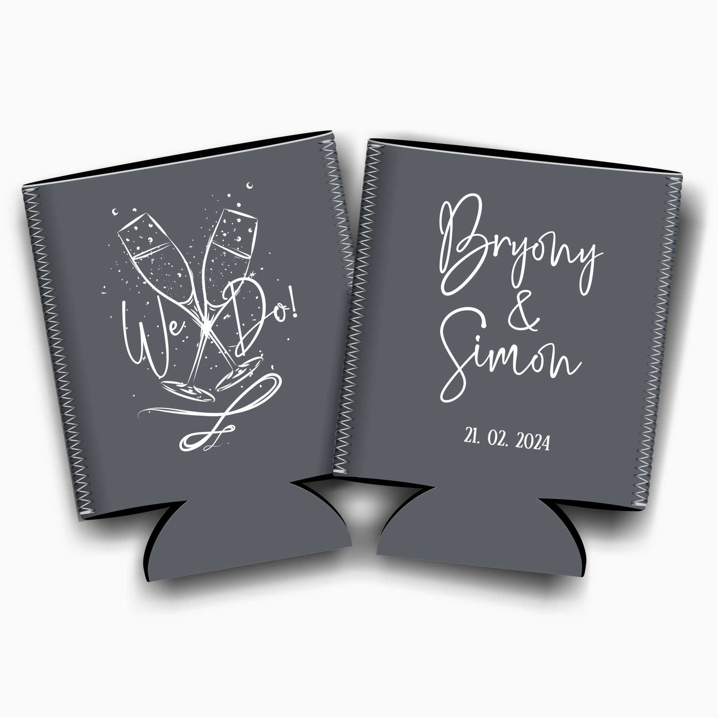 Colapsible flat-pack stubby holders wedding