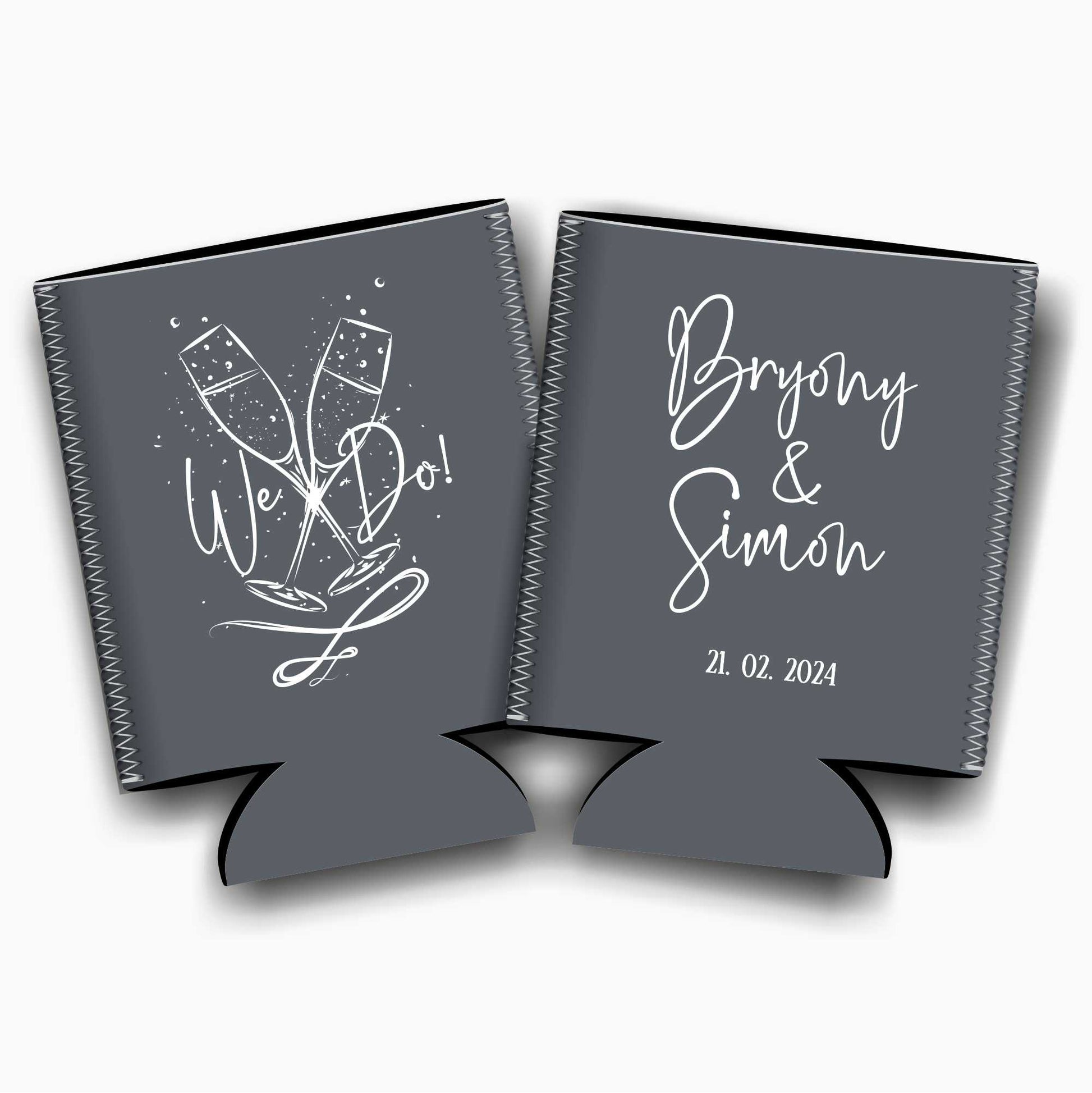 Colapsible flat-pack stubby holders wedding