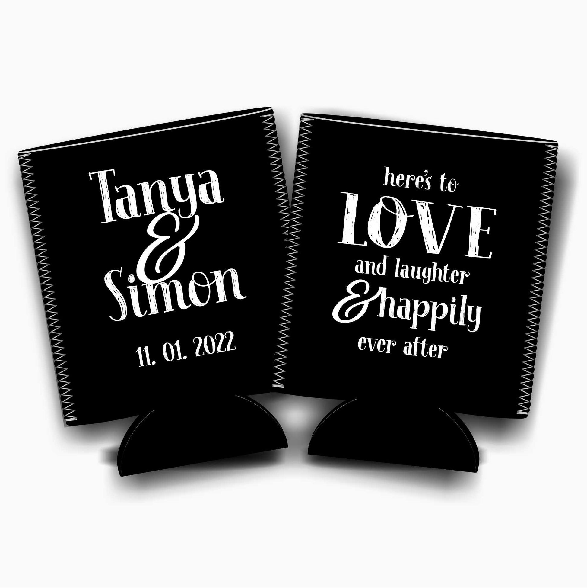 Colapsible flat-pack stubby holders wedding
