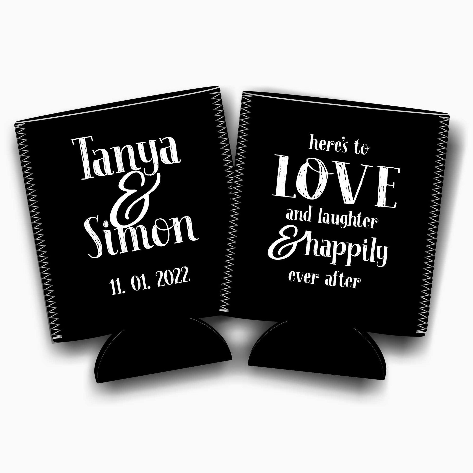 Colapsible flat-pack stubby holders wedding