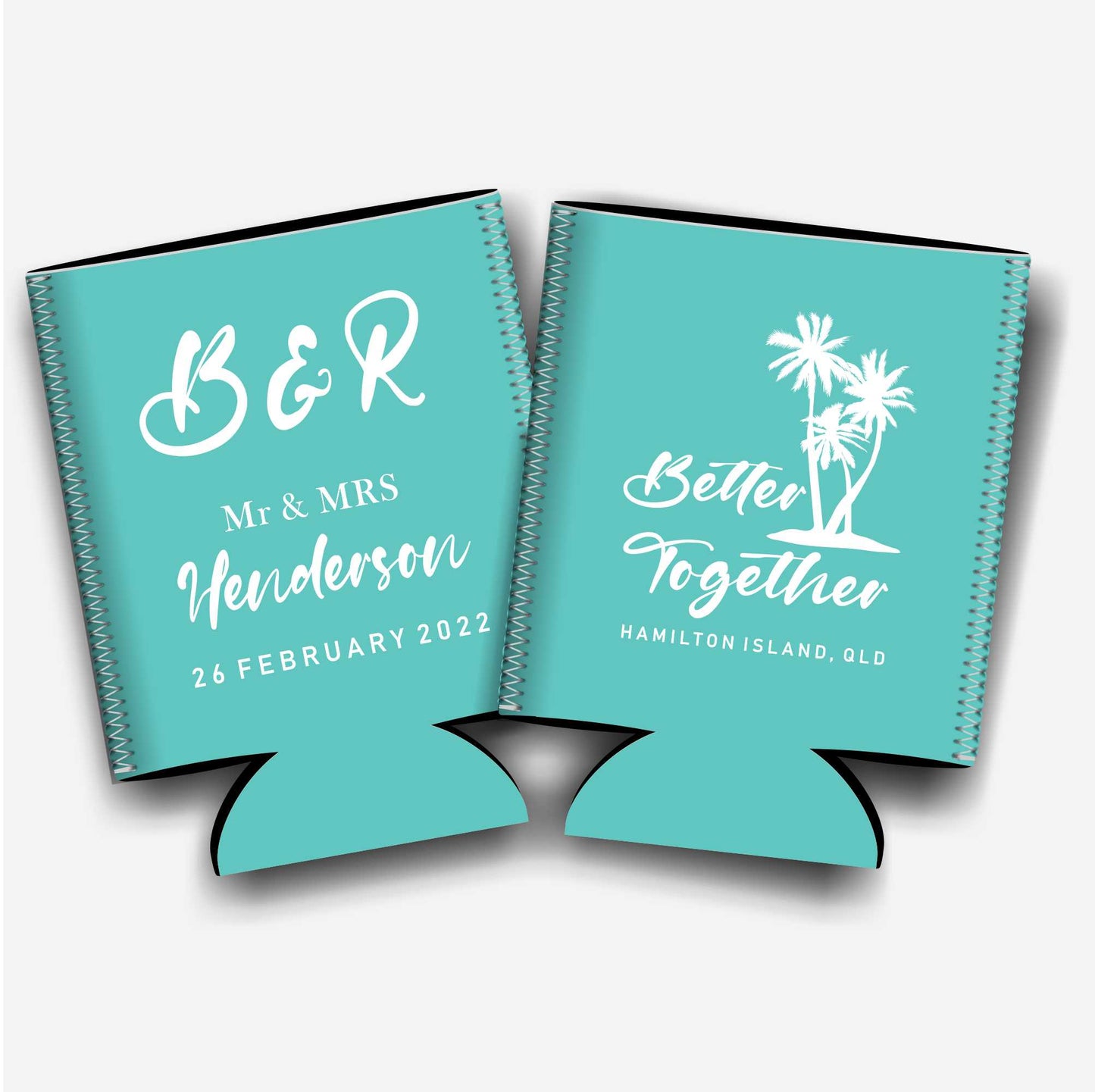 Better Together. Personalized Flat-Pack Collapsible Wedding Stubby Holders / Can Cooler. Wedding Favors. - Quantity of 20 - Design #87 - FREE SHIPPING