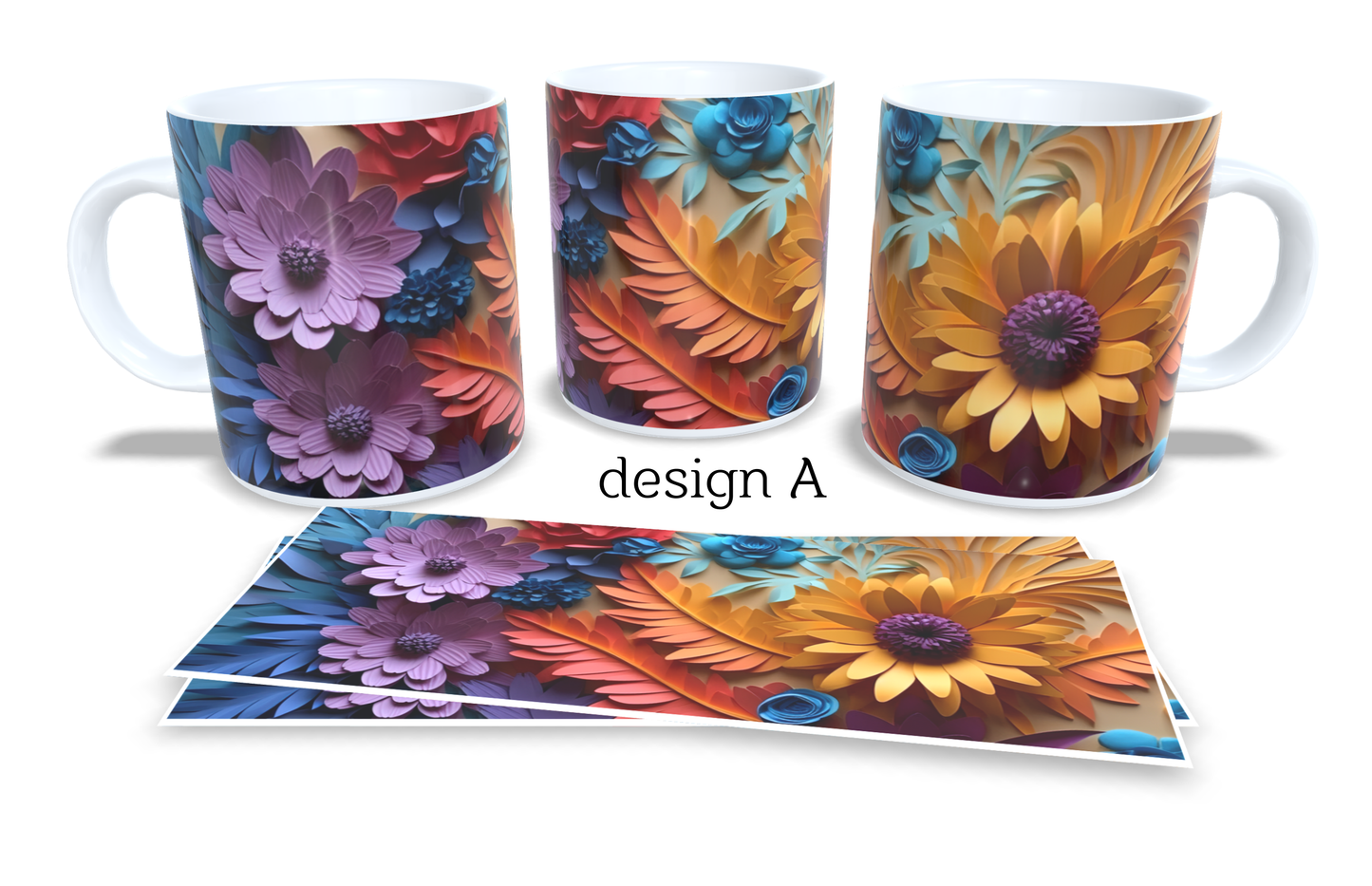Colourfull Coffee and Tea Mug. Coffee Cup. Tea Mug. 3D AI floral design. Full colour sublimated #020