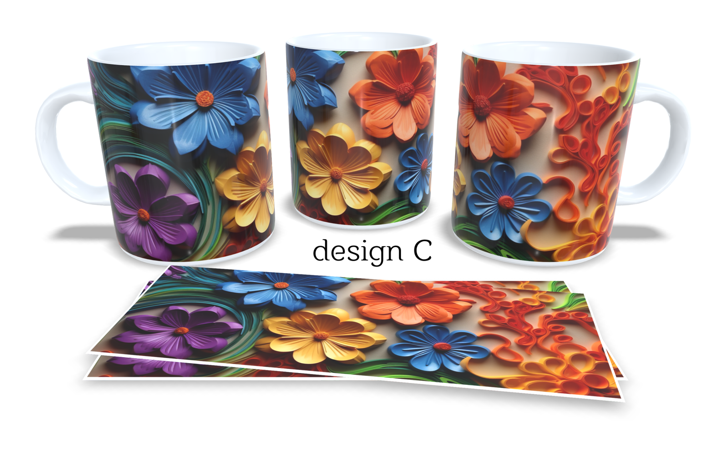 Colourfull Coffee and Tea Mug. Coffee Cup. Tea Mug. 3D AI floral design. Full colour sublimated #020