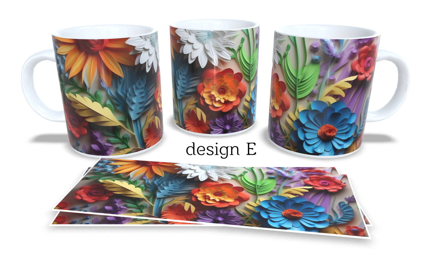 Colourfull Coffee and Tea Mug. Coffee Cup. Tea Mug. 3D AI floral design. Full colour sublimated #020