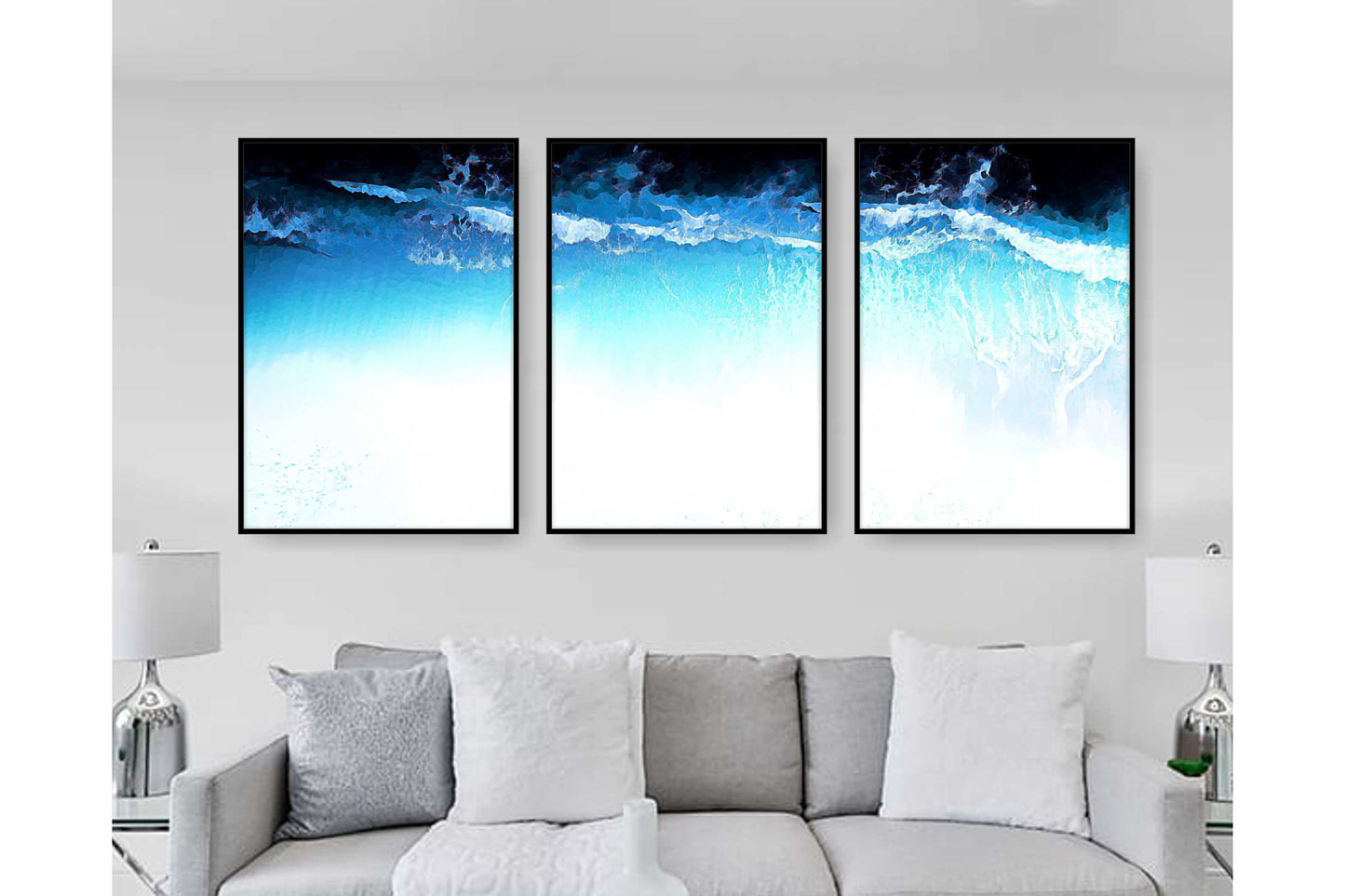 Set of 3 prints. Beach Ocean Wall Art. Watercolor Beach Prints.  Ocean Prints. Size A4. #0071