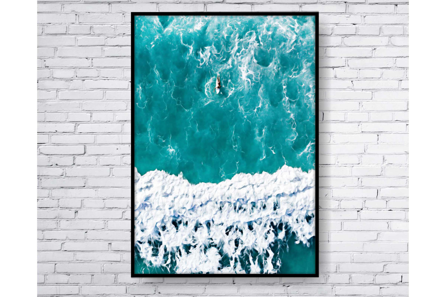 Beach Ocean Wall Art. Beach Prints. Artistic Watercolour beach print with surfer. Ocean Prints. Size A4. #0124