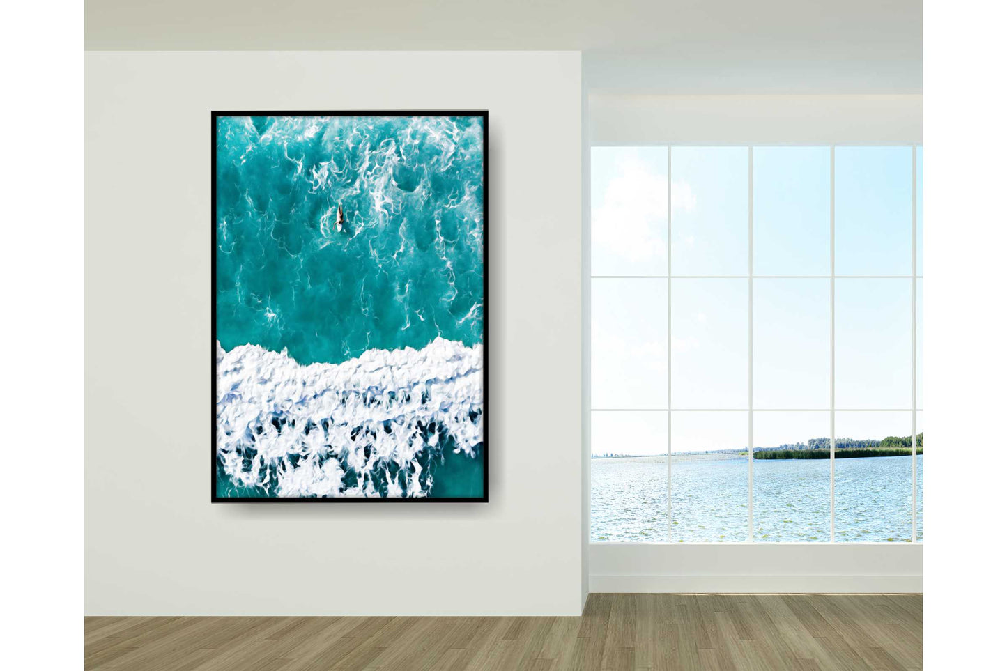 Beach Ocean Wall Art. Beach Prints. Artistic Watercolour beach print with surfer. Ocean Prints. Size A4. #0124