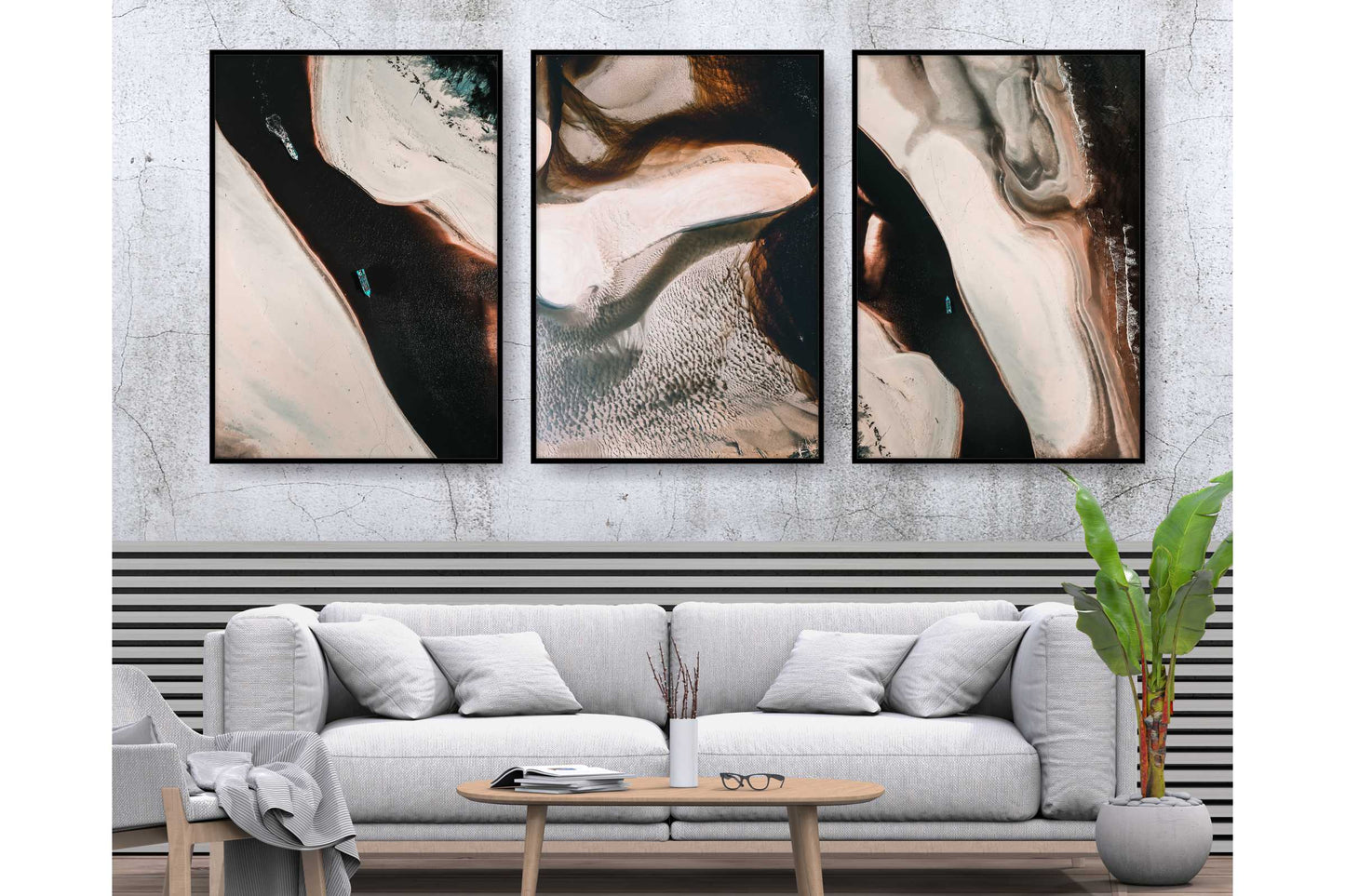 Set of 3 prints. Beach Ocean Wall Art. Watercolor Beach Prints. Sandy beach. Size A4. #0225