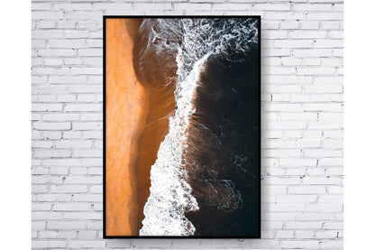 Set of 3 prints. Beach Ocean Wall Art. Watercolor Beach Prints. Big waves crushing on the beach. Size A4. #0226