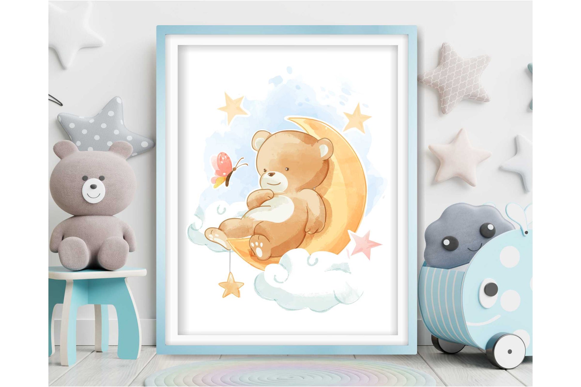 Wall Art Print for Boys Room. Teddy Bear..