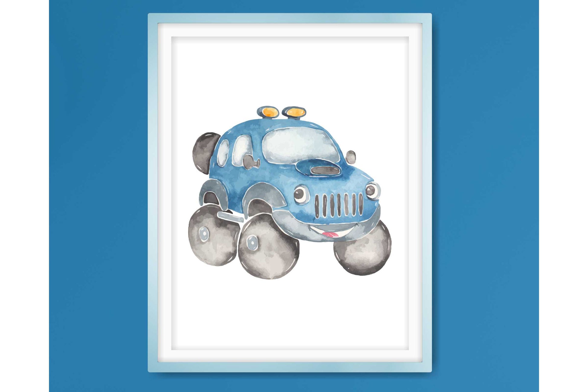 Wall Art Print for Boys Room. Funny Cartoon Cars..