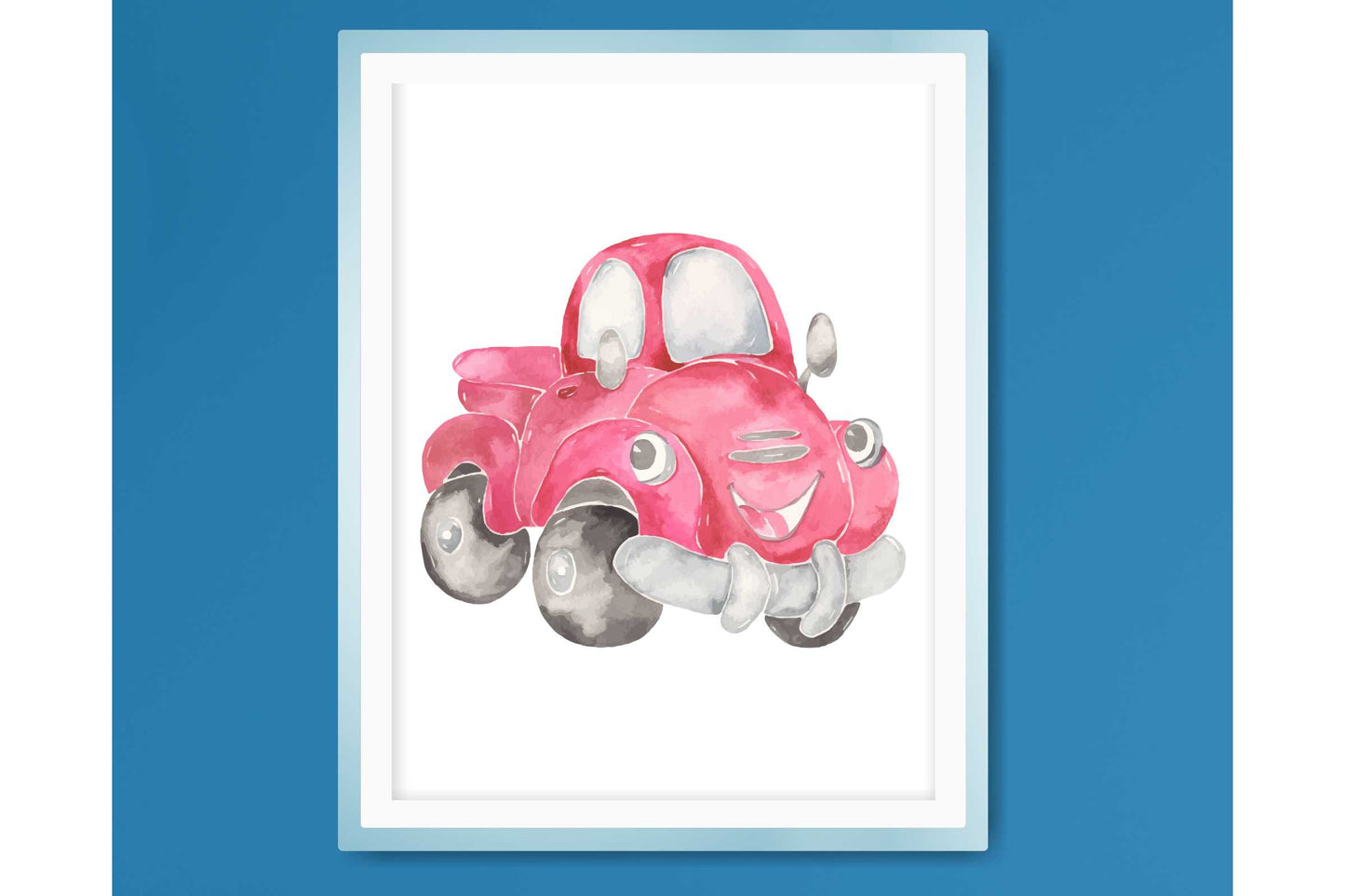 Wall Art Print for Boys Room. Funny Cartoon Cars..