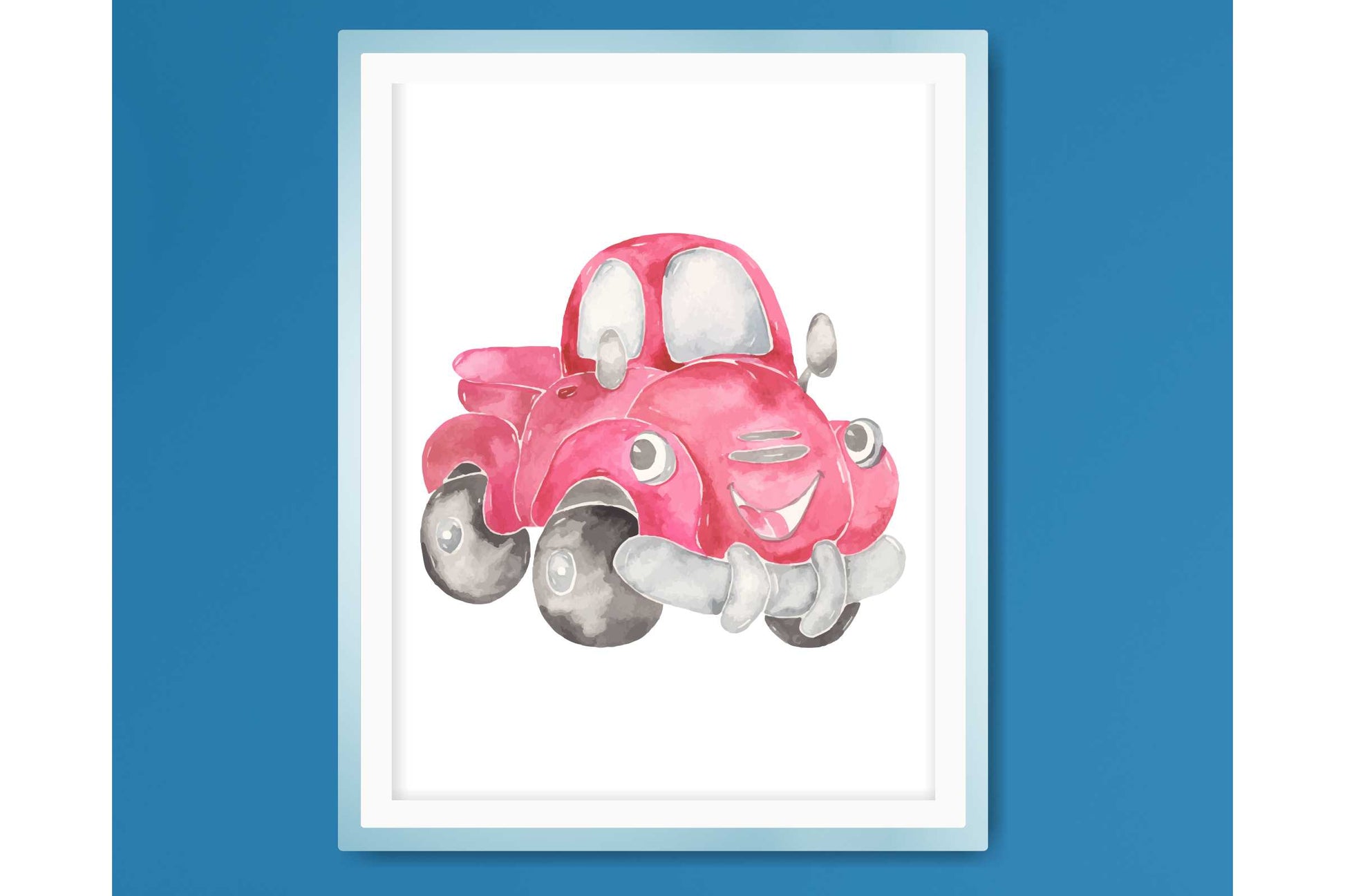 Wall Art Print for Boys Room. Funny Cartoon Cars..