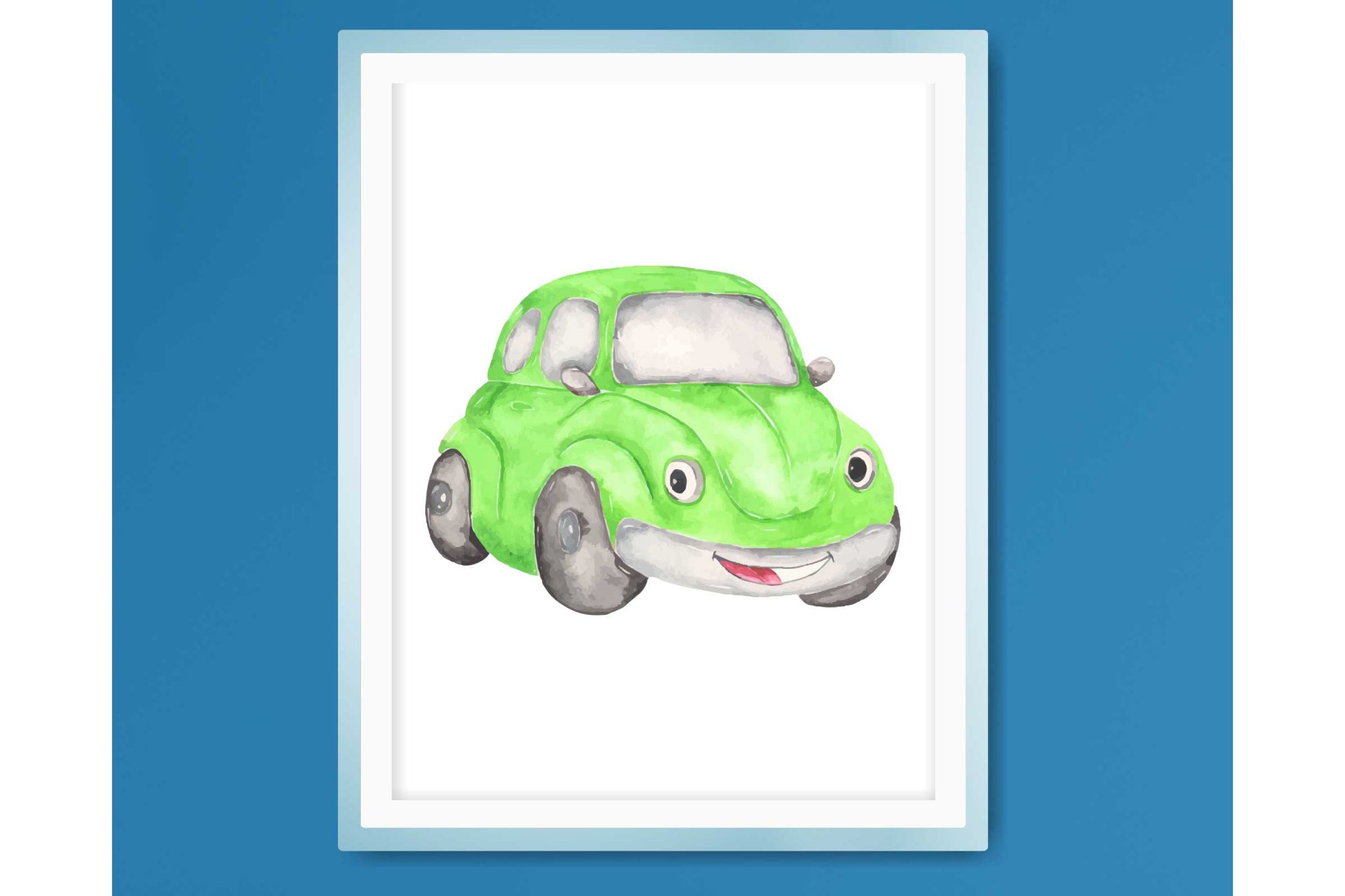Wall Art Print for Boys Room. Funny Cartoon Cars..