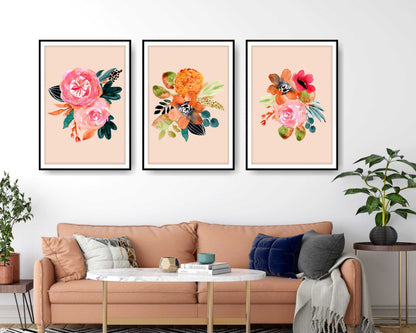 loral and tropical floral wall art. Watercolour Floral and tropical floral prints.