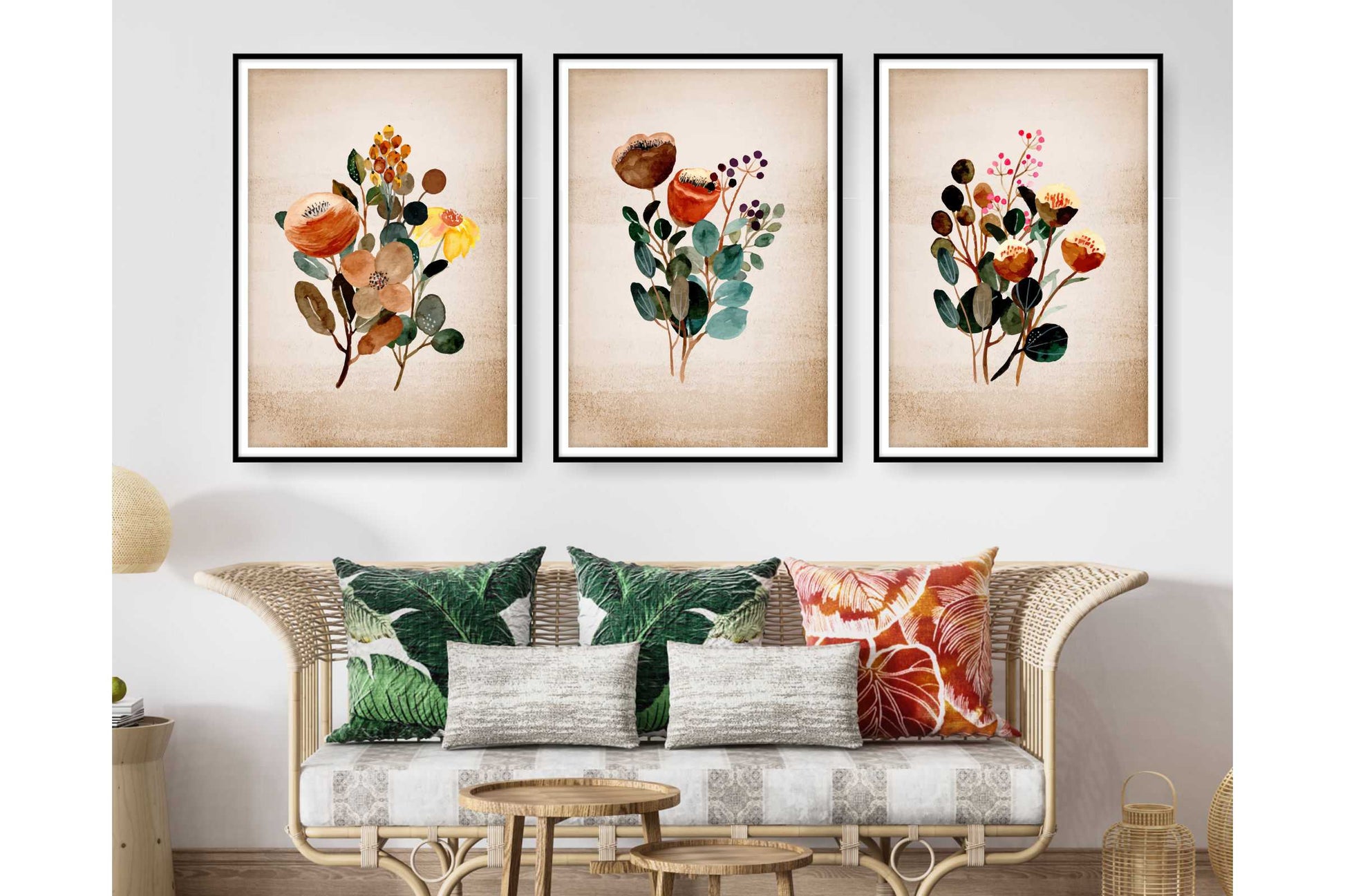loral and tropical floral wall art. Watercolour Floral and tropical floral prints.