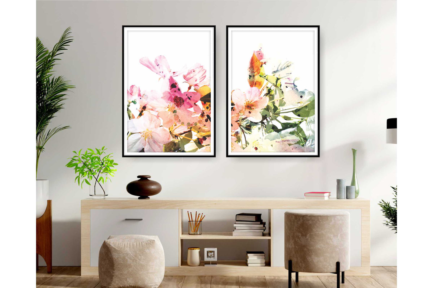 loral and tropical floral wall art. Watercolour Floral and tropical floral prints.