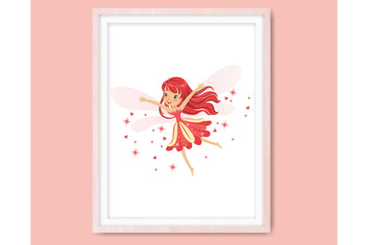 Wall Art Prints for Girls Room. Colourfull Fairy Drawings. Set of three A4 prints. #025