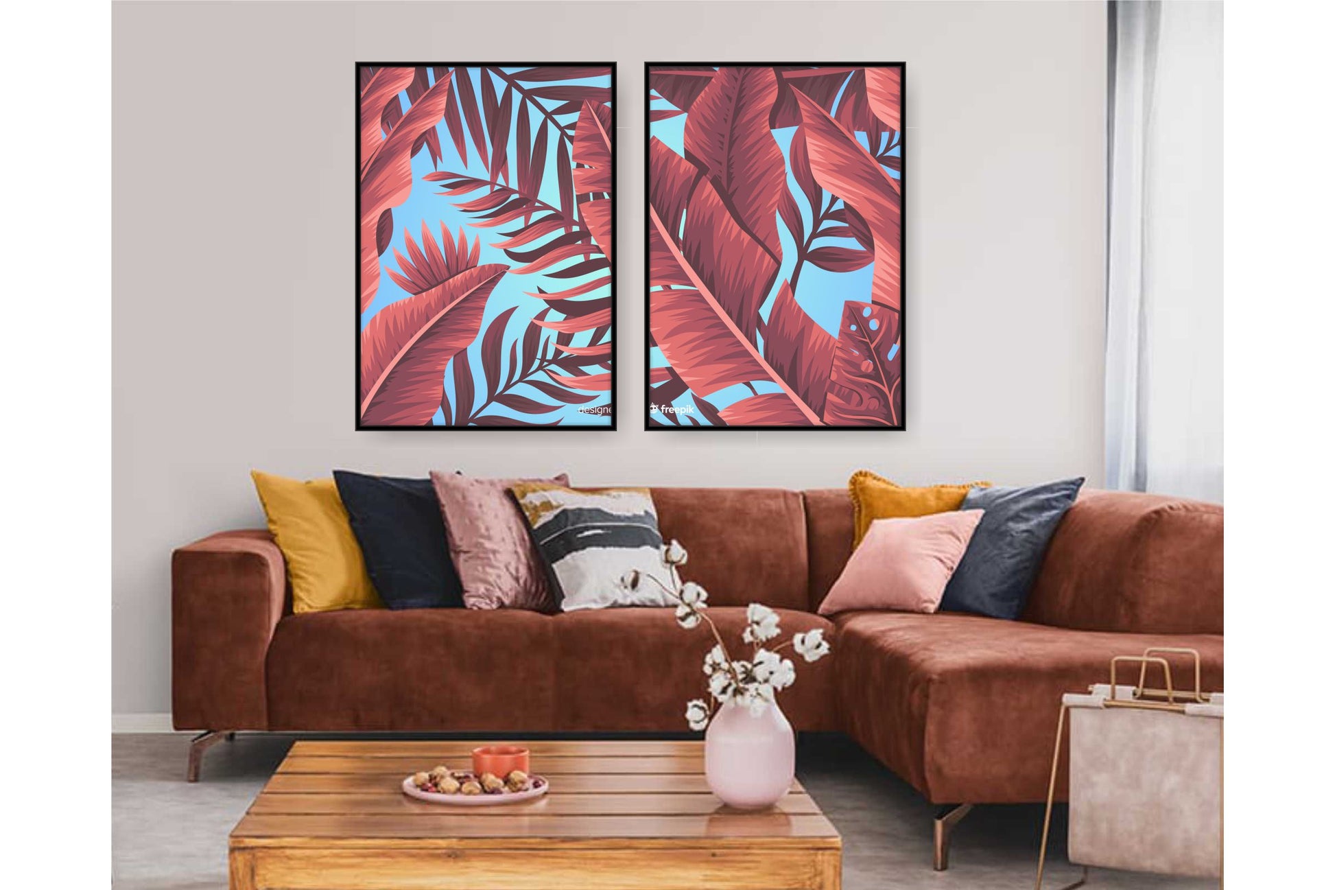Floral and tropical floral wall art. Tropical leavs print.
