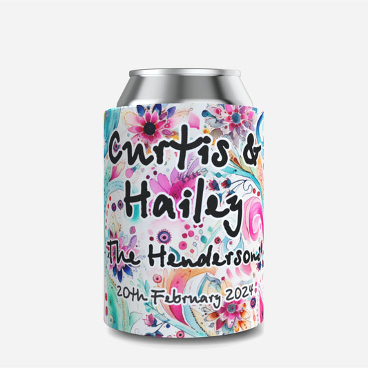 Quantity 10 - Full Colour Wedding Stubby Holder / Can Cooler - Design 18