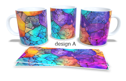 Colourfull Coffee and Tea Mug. Coffee Cup. Tea Mug. Abstract design. Full colour sublimated #015