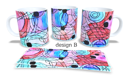 Colourfull Coffee and Tea Mug. Coffee Cup. Tea Mug. Abstract. Full colour sublimated #286