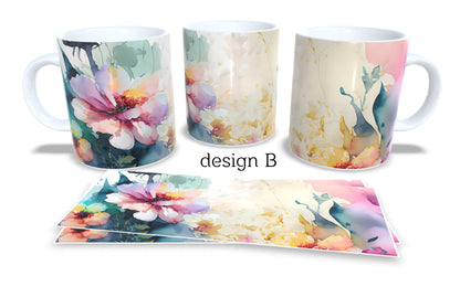 Colourfull Coffee and Tea Mug. Coffee Cup. Tea Mug. Watercolour floral. Full colour sublimated #287