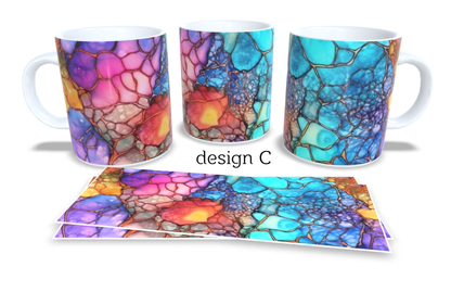 Colourfull Coffee and Tea Mug. Coffee Cup. Tea Mug. Abstract design. Full colour sublimated #015
