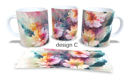 Colourfull Coffee and Tea Mug. Coffee Cup. Tea Mug. Watercolour floral. Full colour sublimated #287