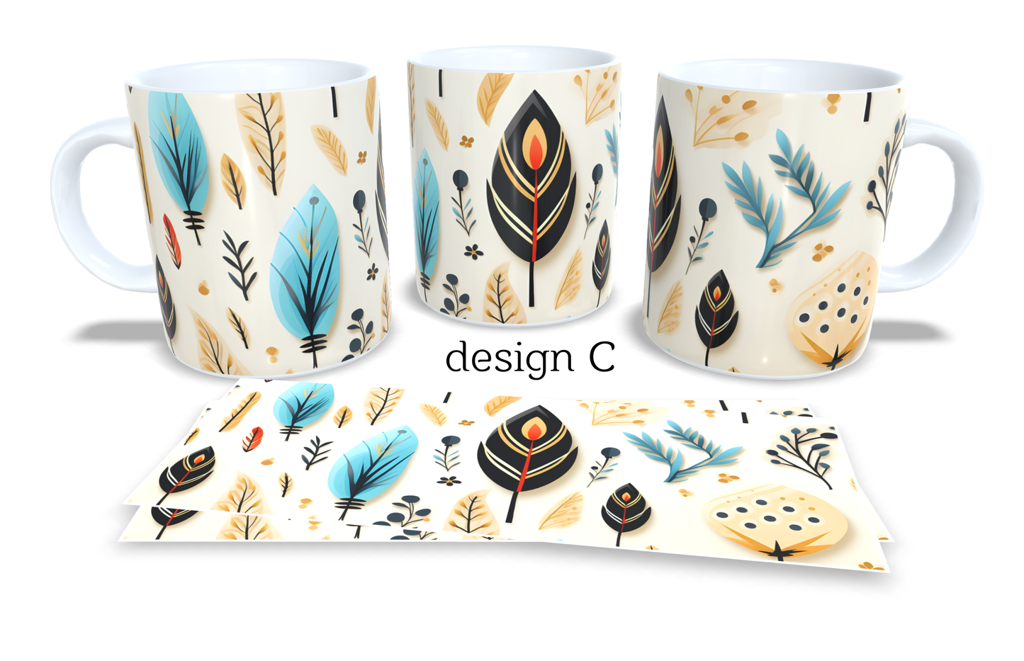 Colourfull Coffee and Tea Mug. Coffee Cup. Tea Mug. Boho floral design. Full colour sublimated #247