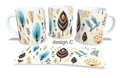 Colourfull Coffee and Tea Mug. Coffee Cup. Tea Mug. Boho floral design. Full colour sublimated #247