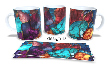 Colourfull Coffee and Tea Mug. Coffee Cup. Tea Mug. Abstract design. Full colour sublimated #015