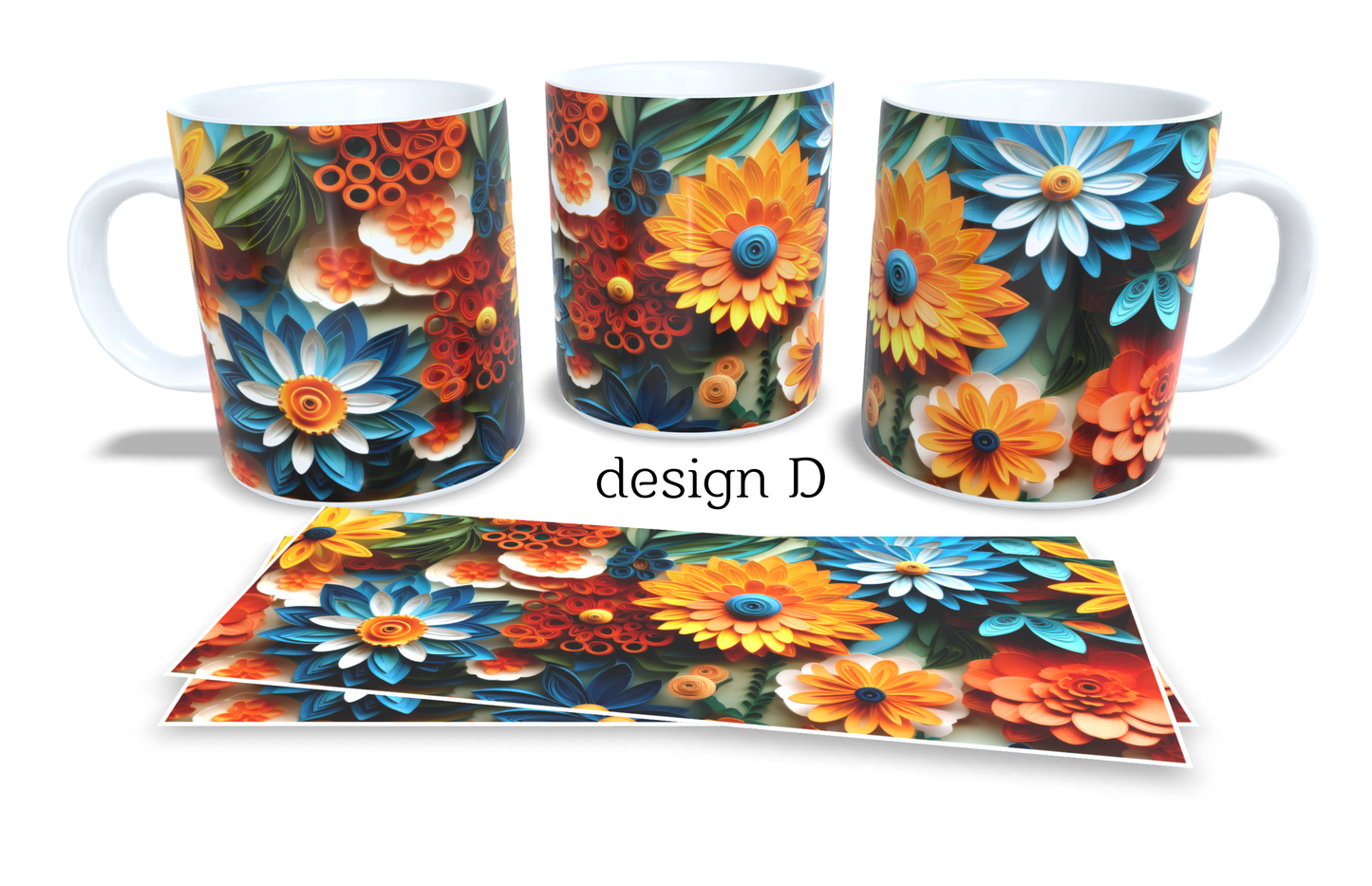 Colourfull Coffee and Tea Mug. Coffee Cup. Tea Mug. 3D AI floral design. Full colour sublimated #277