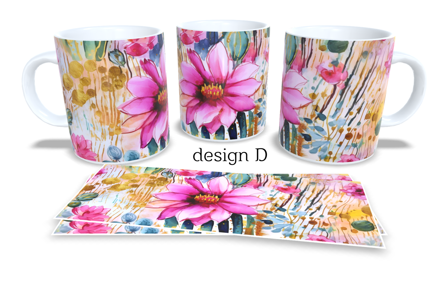 Colourfull Coffee and Tea Mug. Coffee Cup. Tea Mug. Watercolour floral design. Full colour sublimated #253