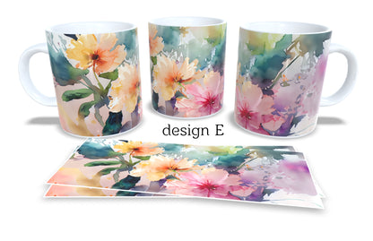 Colourfull Coffee and Tea Mug. Coffee Cup. Tea Mug. Watercolour floral. Full colour sublimated #287