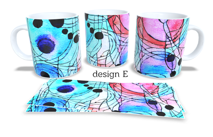 Colourfull Coffee and Tea Mug. Coffee Cup. Tea Mug. Abstract. Full colour sublimated #286