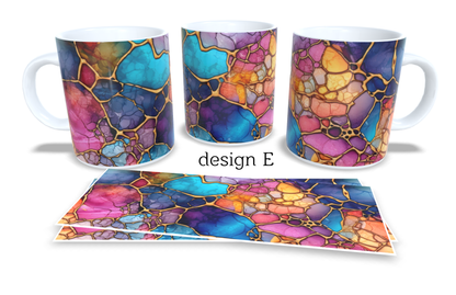 Colourfull Coffee and Tea Mug. Coffee Cup. Tea Mug. Abstract design. Full colour sublimated #015