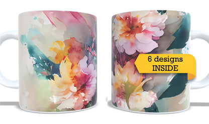 Colourfull Coffee and Tea Mug. Coffee Cup. Tea Mug. Watercolour floral. Full colour sublimated #287
