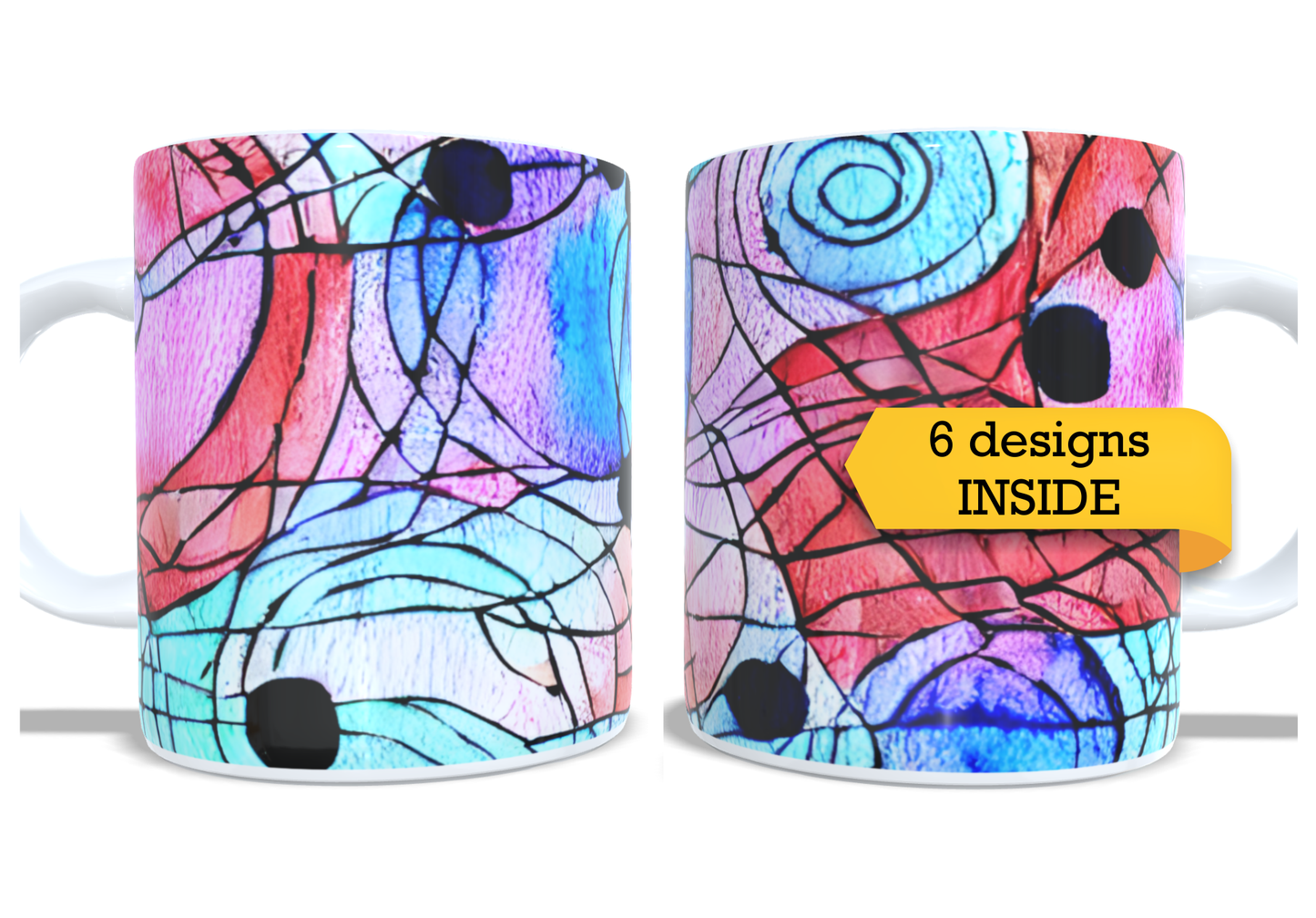 Colourfull Coffee and Tea Mug. Coffee Cup. Tea Mug. Abstract. Full colour sublimated #286