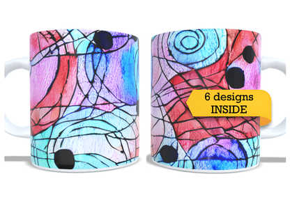 Colourfull Coffee and Tea Mug. Coffee Cup. Tea Mug. Abstract. Full colour sublimated #286