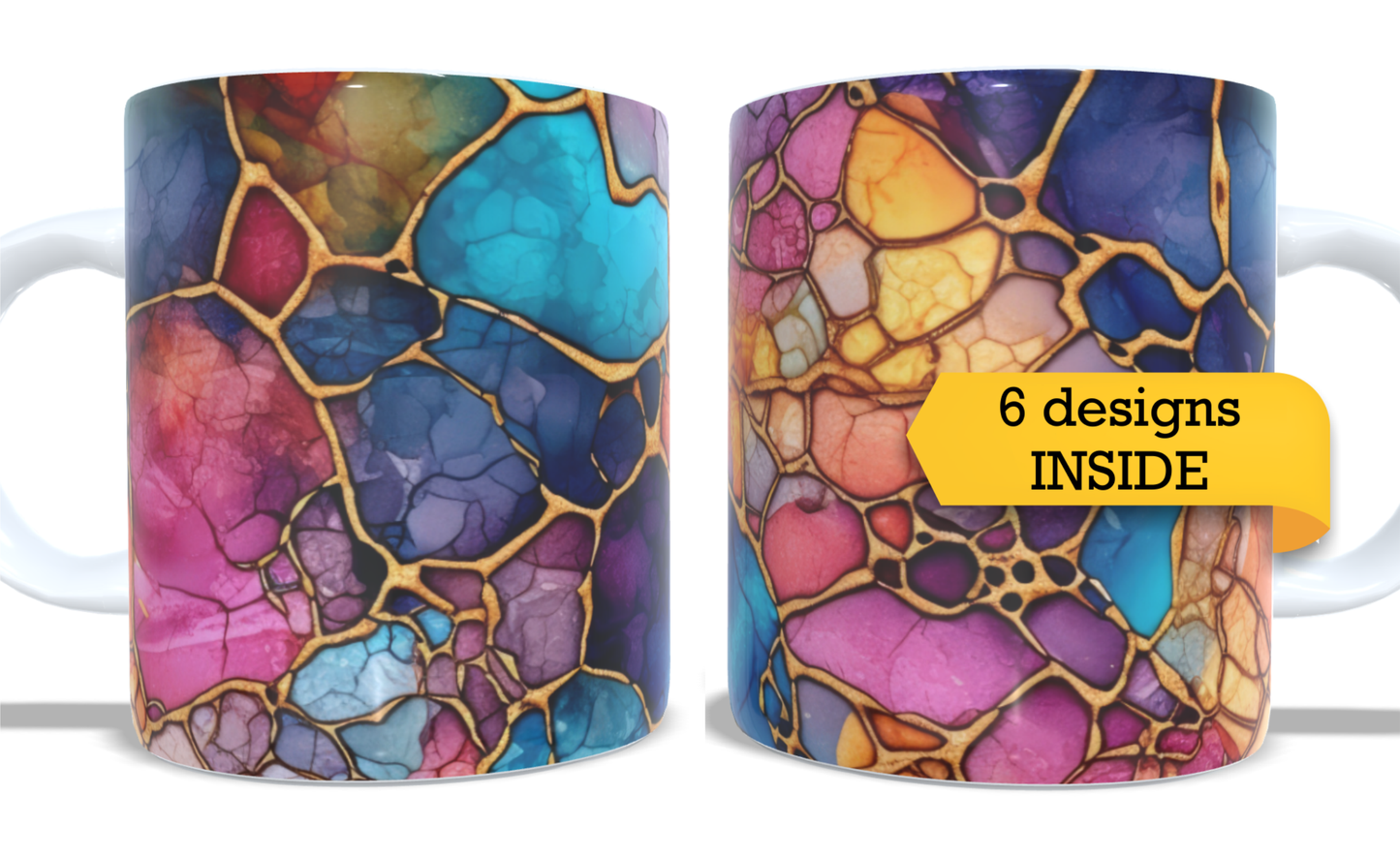 Colourfull Coffee and Tea Mug. Coffee Cup. Tea Mug. Abstract design. Full colour sublimated #015