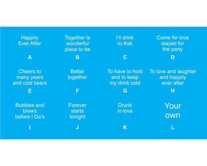 Better Together Personalized Flat-Pack Collapsible Wedding Stubby Holders / Can Cooler Wedding Favors. - Quantity of 20 - Design #233 - FREE SHIPPING